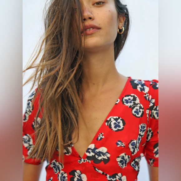 Realization Par Ozzie Red Silk Mini Dress - Picture 3 of 6